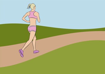 Illustration of an attractive running woman, sports concept illustration