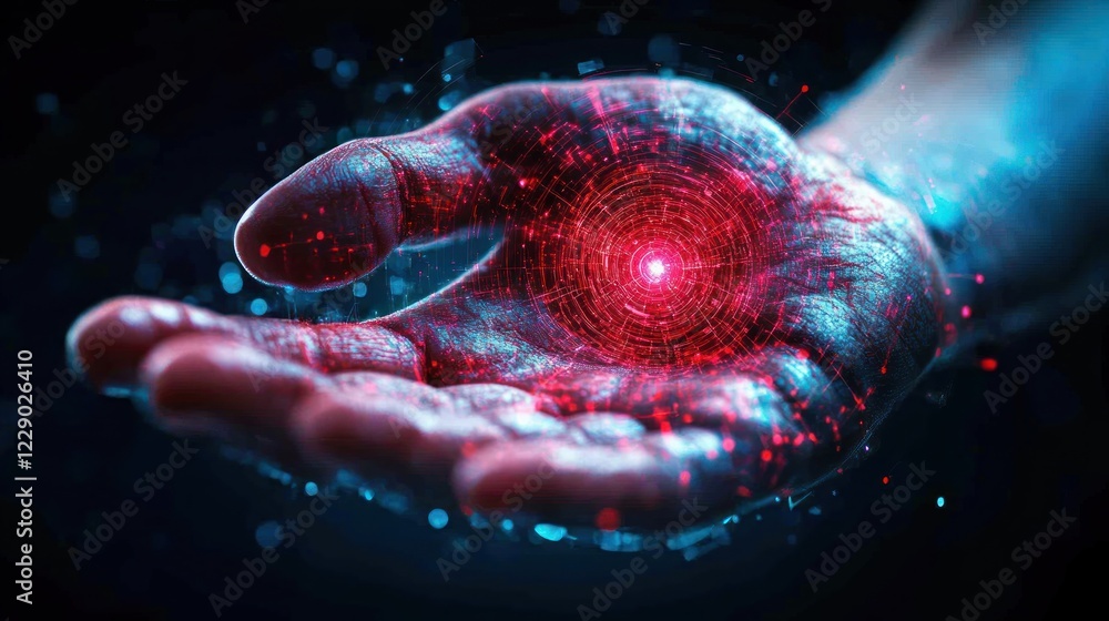 Aufkleber harnessing the power of technology in your hands blur background