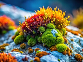Obraz premium Macro Moss Lichen Stone Closeup - Nature's Art