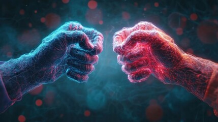 Digital Clash A Visual Representation of Duality and Conflict Blur background