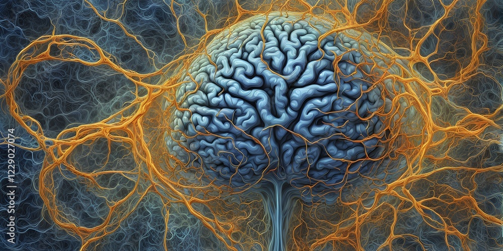 Aufkleber abstract representation of neural networks modeled after the human brain with intricate web-like pat