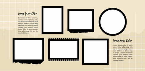 Pictures or photos frame collage. comics page grid layout abstract photo frames and digital photo wall template