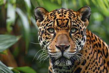 Obraz premium Portrait of wild Jaguar cat. KI generiert, generiert, AI generated