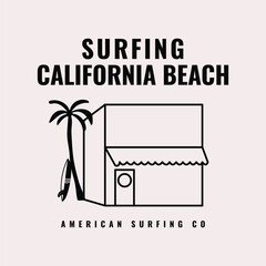 Vector surfing theme badge design. For t-shirt prints, posters, stickers and other uses.