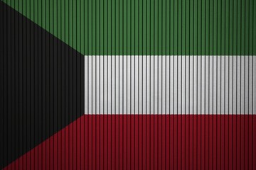 Kuwait Flag painted on the cracked grunge concrete wall