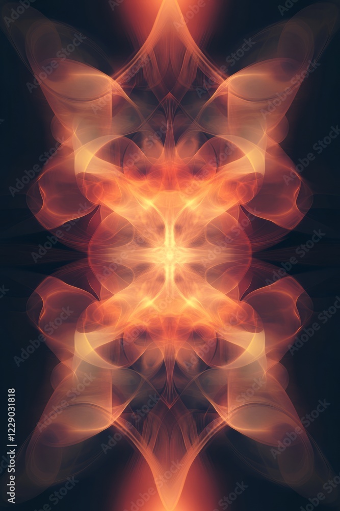 Aufkleber a mesmerizing abstract pattern with fiery colors and symmetrical design, creating an ethereal and vi