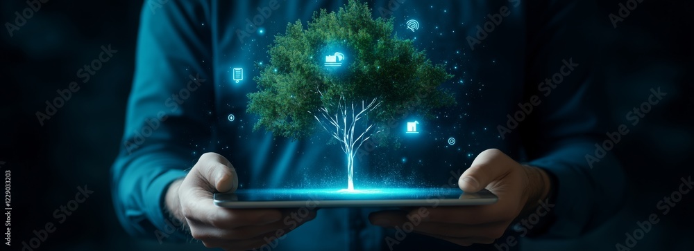 Poster innovative business solutions a unique approach merging natural elements with cuttingedge technology