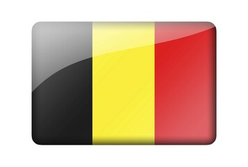 The Belgian flag. Rectangular glossy icon. Isolated on white background