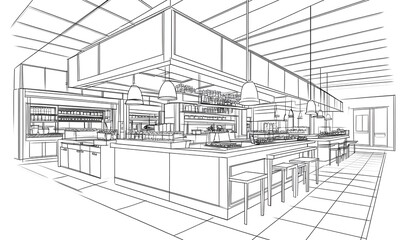 Fototapeta premium Food courts icons set. Outline set of food courts, generation AI 