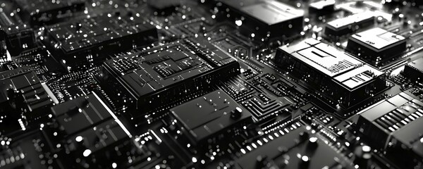 Cyber technology mosaic wallpaper illustration in digital art, AI generated