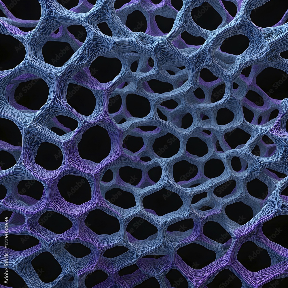 Fototapete abstract rendering of organic grid structure in a complex pattern in purple color, ai generated