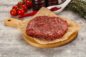 Raw beef burger cutlet for grill