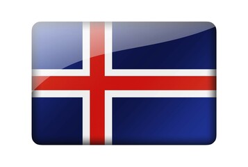 Fototapeta premium The Icelandic flag. Rectangular glossy icon. Isolated on white background