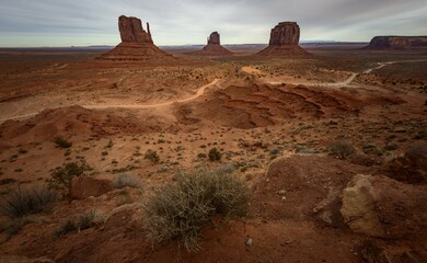 Mesas, West Mitten Butte, East Mitten Butte, Merrick Butte, Scenic Drive, Monument Valley Navajo...