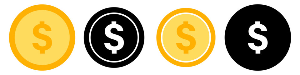 Coins icon set simple design