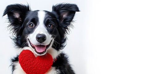 Fototapeta premium border collie puppy with red bow