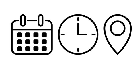 Time, watch, calendar, pin icons set