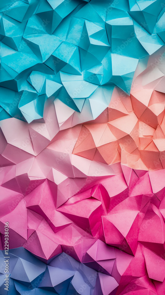 Poster Abstract Colorful Triangular Paper Art: A Textured Gradient
