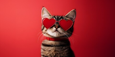 portrait of a cat with heart shaped glasses