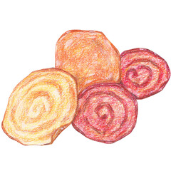 crispy baked veggie chips, hand drawn plant-based snanck, watercolor food painting