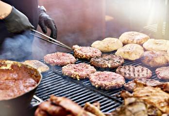 Meat on barbecue