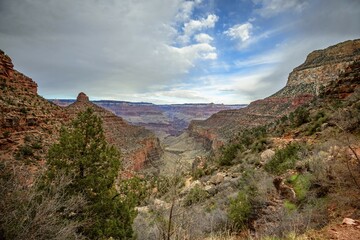 Gorge of the Grand Canyon, view from Bright Angel Trail, eroded rock landscape, South Rim, Grand Canyon National Park, Arizona, USA, North America