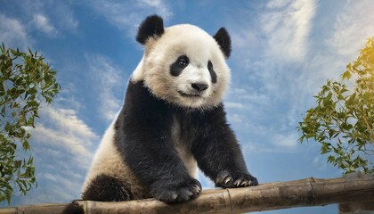 Obraz premium AI generated, animal, animals, mammal, mammals, biotope, habitat, one, individual, foraging, wildlife, panda, panda bear, bamboo bear, giant panda (Ailuropoda melanoleuca)