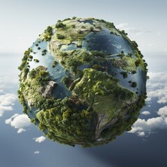 Fototapeta premium Green globe, tomorrow's world green, wish earth, AI generated