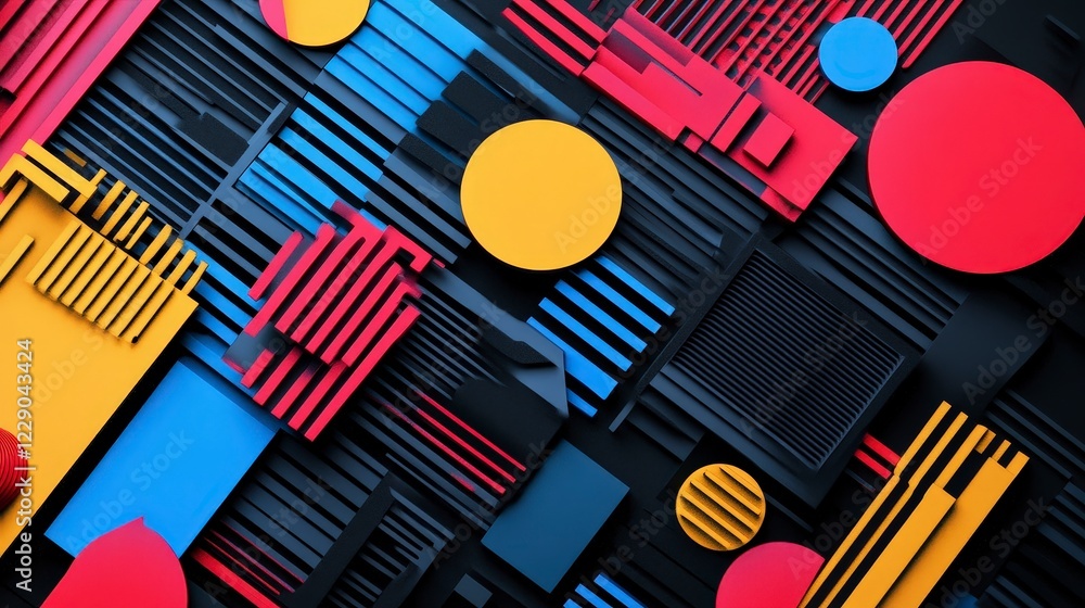 Poster geometric shapes and bold colors in dynamic abstract design