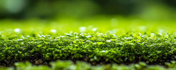 Lush green moss closeup, garden backdrop