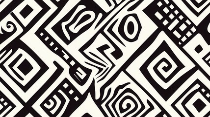Intricate Black and White Pattern Featuring Unique Geometric Shapes for Modern Design Inspiration