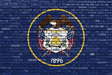 Flag of Utah painted on brick wall