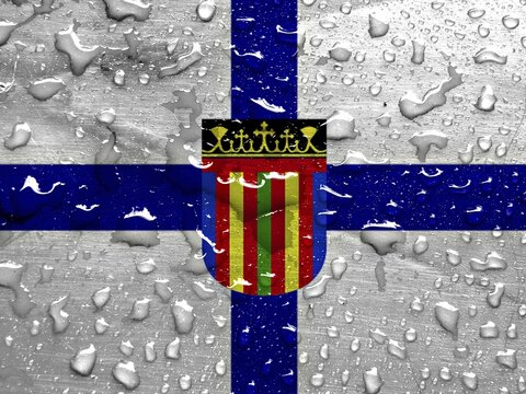 Coptic flag with rain drops