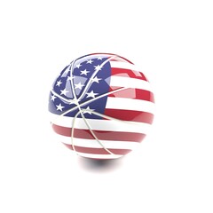 Glossy baketball with the flag of Germany, 3d rendering