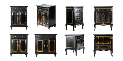 Elegant  and Gold Furniture Collection,PNG set collection, isolated on transparent background