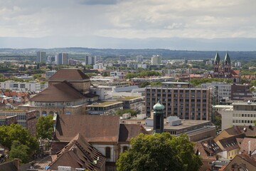 View across the city from the M&uuml;nsterturm tower, Freiburg im Breisgau, Breisgau, Baden-W&uuml;rttemberg, Germany, Europe