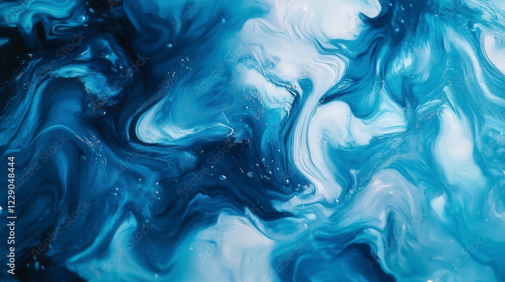 Poster abstract blue swirl pattern in fluid art style for background use