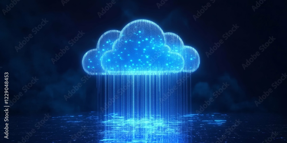 Poster futuristic digital cloudscape representing data storage and network connectivity