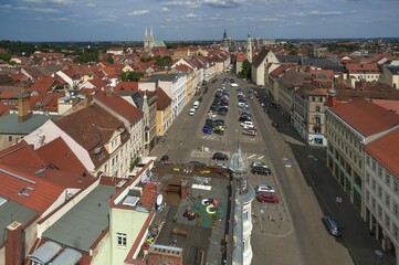 View from Reichenbacher Tower, Upper Market, Görlitz, Oberlausitz, Saxony, Germany, Europe