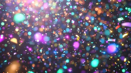 Naklejka premium Lots of colorful tiny confetti and ribbon on transparent background