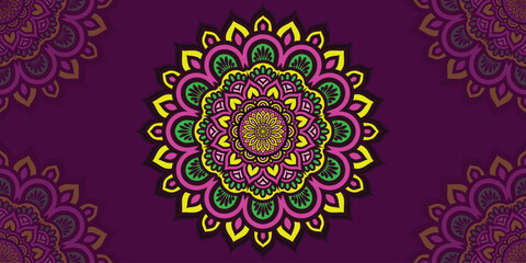 Creative colorful mandala, simple outline design perfect for relaxing coloring book, stickers, patterns, yoga, planners, calendars. Bohemian mandala design, vector art illustration