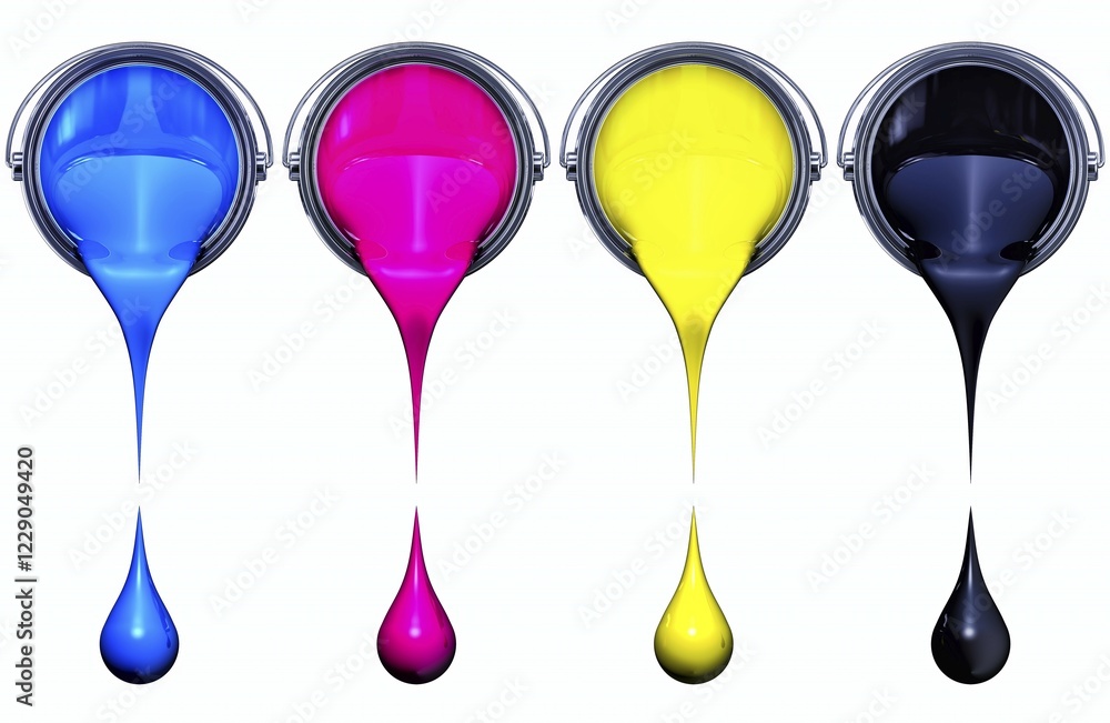 Poster 3d rendering of a cmyk color concept