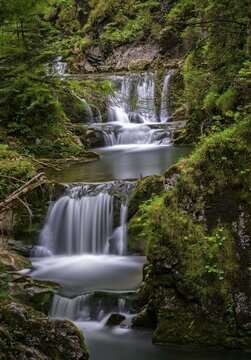 Sibli waterfall, mountain creek Rottach, near lake Tegernsee, Upper Bavaria, Bavaria, Germany, Europe
