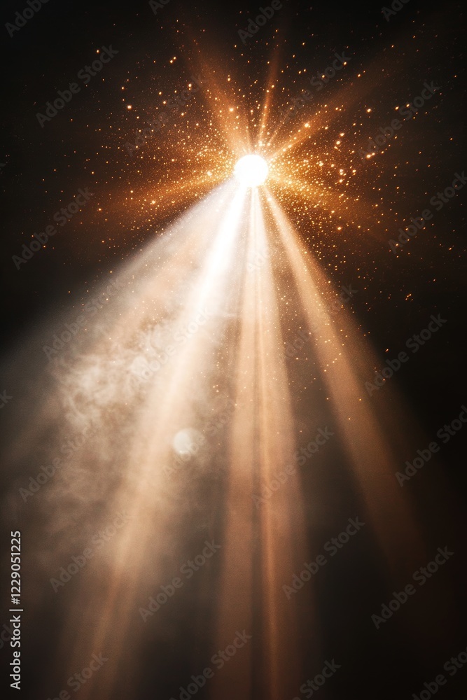 Poster a light shining on a dark background. the light is shining on the background, creating a contrast be
