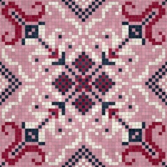 Fototapeta premium Mosaic tiles background, seamless vector pattern