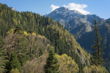 Mountain landscape, Jiuzhaigou National Park, Sichuan Province, China, Asia