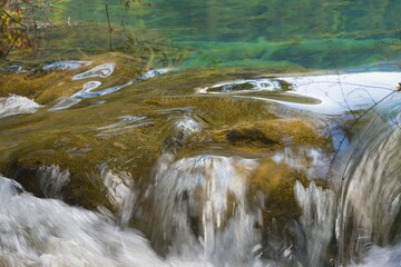 Sparkling Lake, cascades, Jiuzhaigou National Park, Sichuan Province, China, Asia