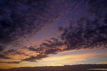 Evening sky with clouds, Altocumulus stratiformis clouds