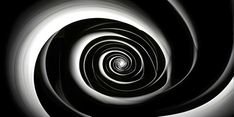 Abstract digital art capturing the essence of a black and white swirling tunnel in dynamic motion, AI generated