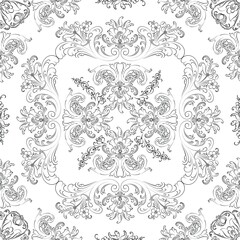 Hand drawn seamless floral pattern on a white background, vector textile template